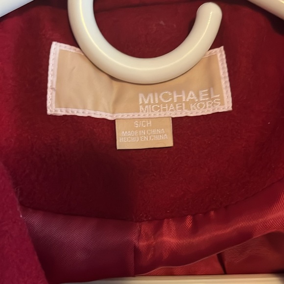 Michael Kors Red Double Breasted Lambwool Pea Coat With Front Pockets Size Small - Picture 2 of 4